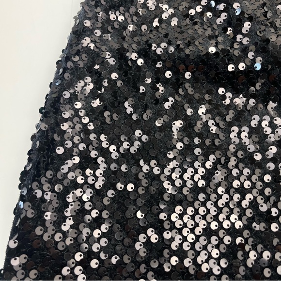 Esley‎ Black Sequin Front Strapless Mini Dress Medium Bodycon Lined Side Zip NEW - Picture 9 of 12